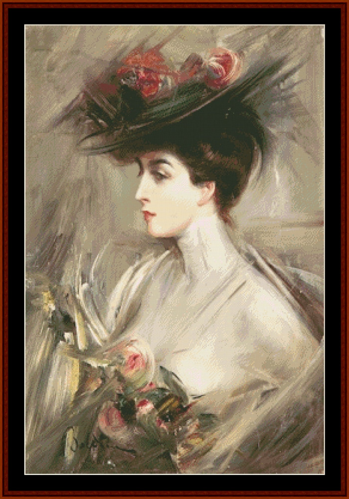 Lina Cavalieri - Giovanni Boldini cross stitch pattern