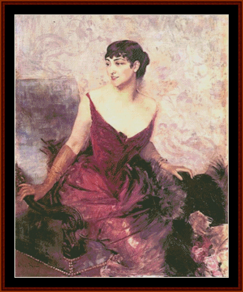 Countess de Rasty – Giovanni Boldini pdf cross stitch pattern