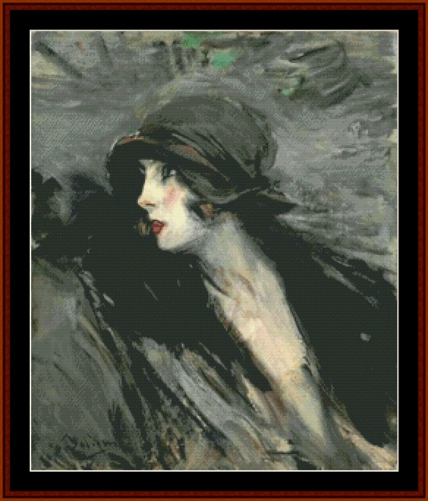 Portrait of Suzy – Giovanni Boldini pdf cross stitch pattern