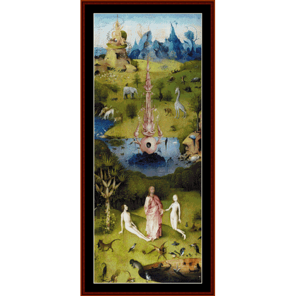 Garden of Earthly Delights - Left Panel - Hieronymus Bosch pdf cross stitch pattern