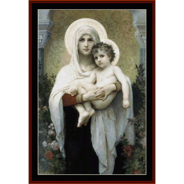 Madonna of the Roses - William Bouguereau pdf cross stitch pattern