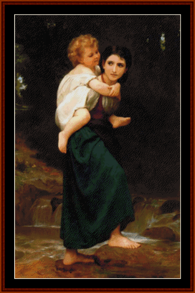 Crossing the Ford - Bouguereau cross stitch pattern