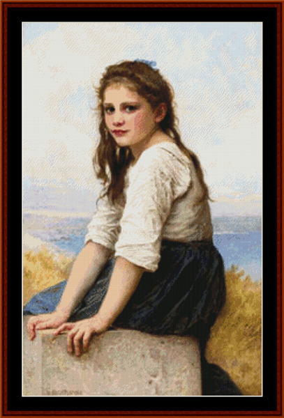 By the Seaside - Bouguereau pdf cross stitch pattern