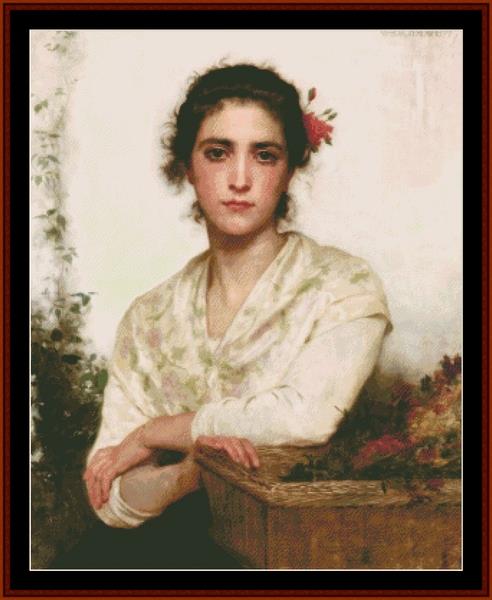 The Flower Seller - Bouguereau cross stitch pattern