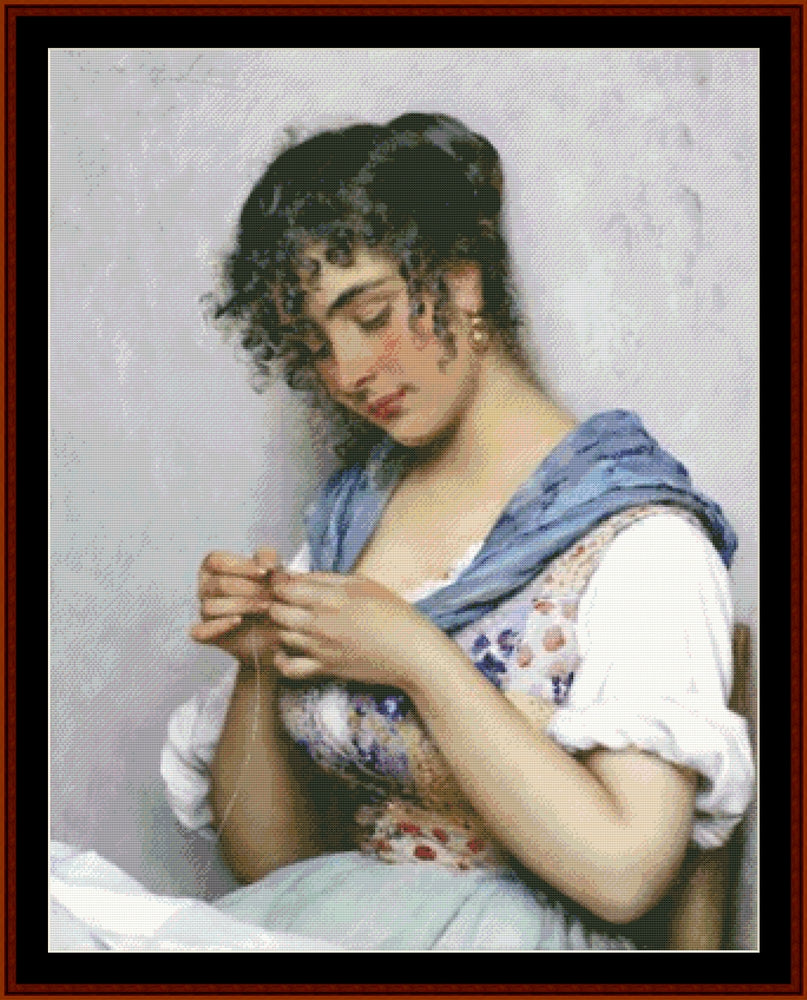 Italian Seamstress - William Bouguereau pdf cross stitch pattern