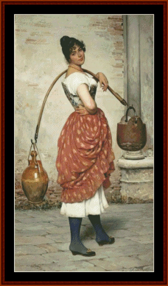 Venetian Water Carrier - Bouguereau cross stitch pattern