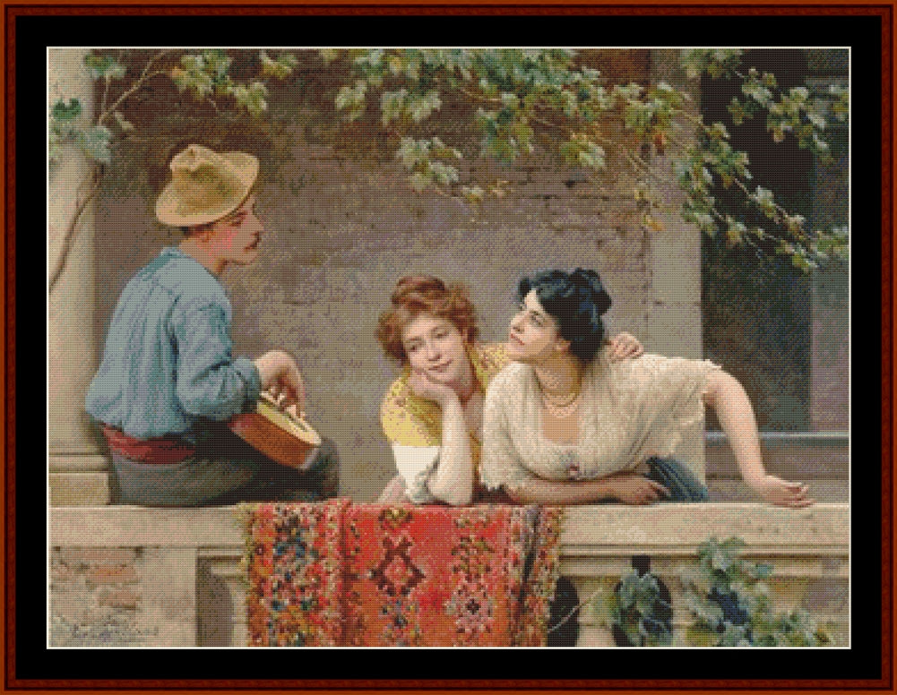 The Mandolinist - Bouguereau pdf cross stitch pattern