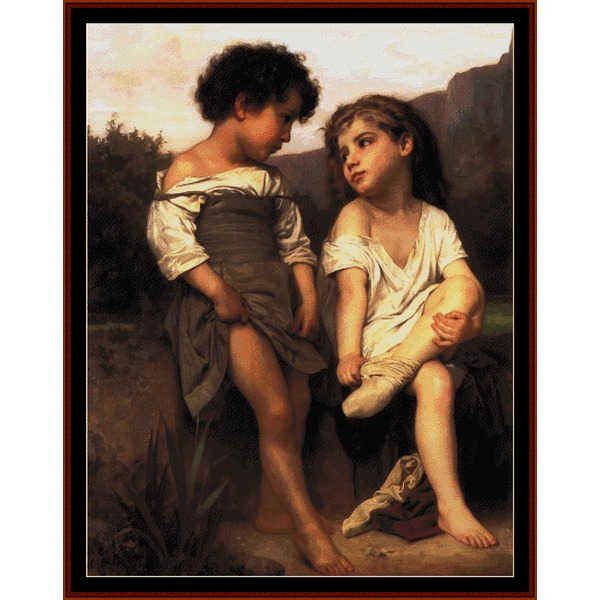 Edge of the Brook, 1879 - William Bouguereau pdf cross stitch pattern