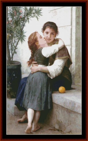 A Little Coaxing - William Bouguereau pdf cross stitch pattern