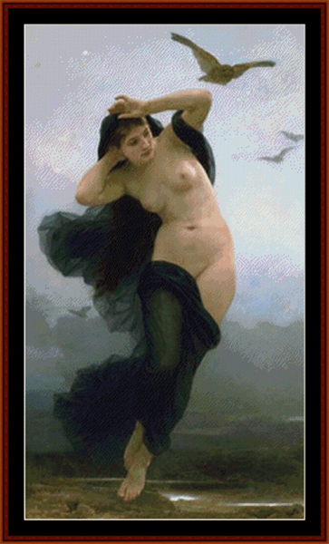 Night - William Bouguereau pdf cross stitch pattern