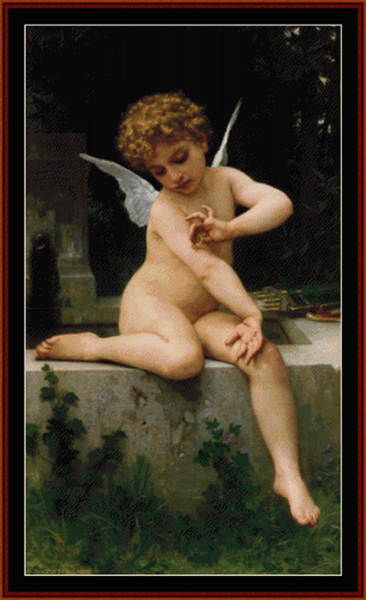 Cupid with Butterfly - Bouguereau cross stitch pattern