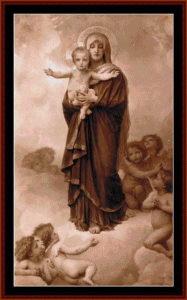 Our Lady of the Angels - William Bouguereau pdf cross stitch pattern