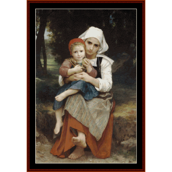 Breton Siblings - William Bouguereau pdf cross stitch pattern