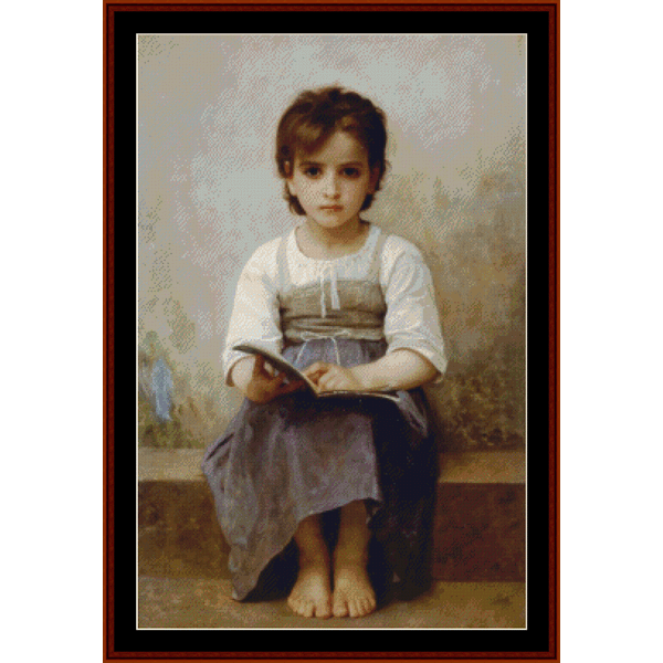 The Hard Lesson - William Bouguereau pdf cross stitch pattern