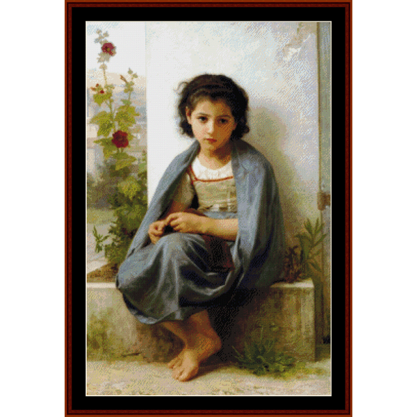 The Little Knitter, 1882 - William Bouguereau pdf cross stitch pattern