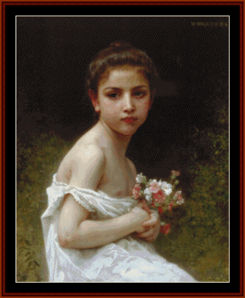 Girl with Bouquet, 1896 - William Bouguereau pdf cross stitch pattern