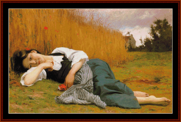 Rest in Harvest - Bouguereau cross stitch pattern