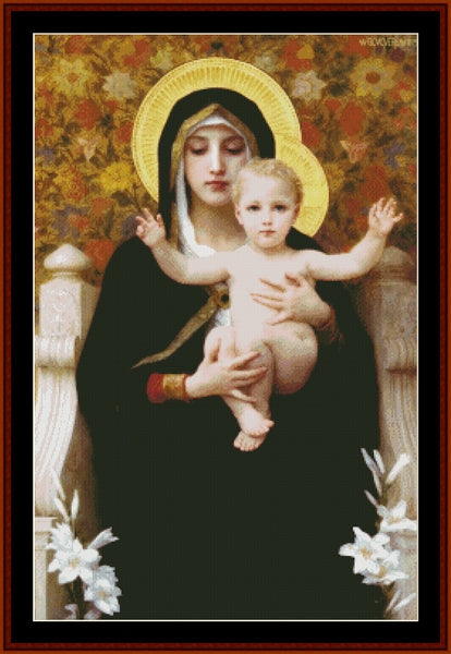 Virgin of the Lilies - William Bouguereau pdf cross stitch pattern