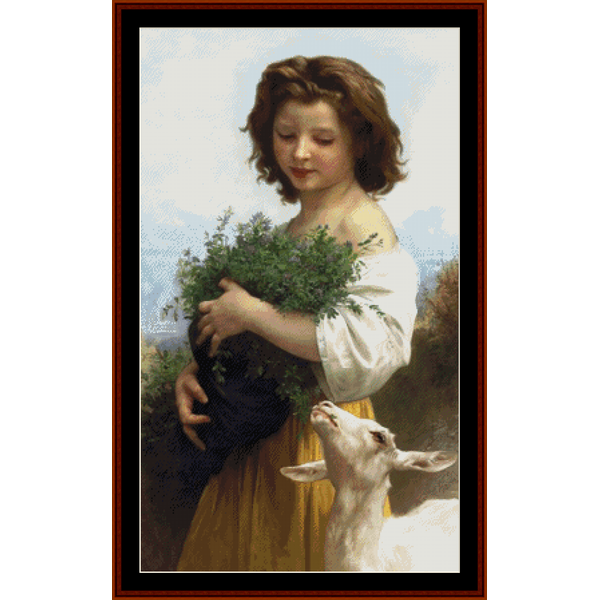 Little Esmerelda - William Bouguereau pdf cross stitch pattern