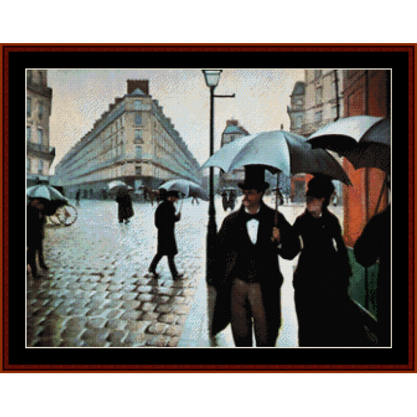Paris, Rainy Day - Gustave Caillebotte pdf cross stitch pattern