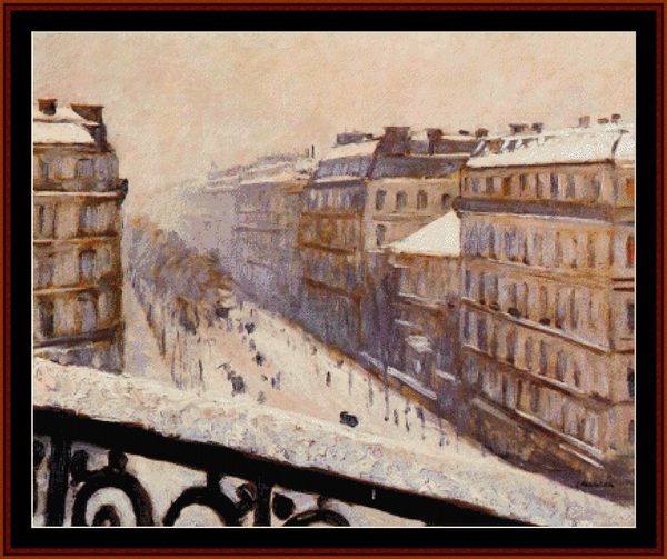 Boulevard Houssmann - Gustave Caillebotte pdf cross stitch pattern