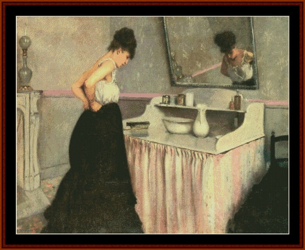 Woman Dressing - Gustave Caillebotte pdf cross stitch pattern