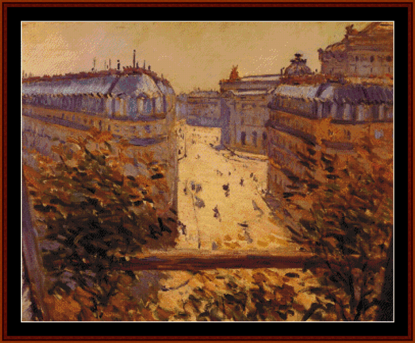 Rue Halevy, Balcony - Gustave Caillebotte cross stitch pattern