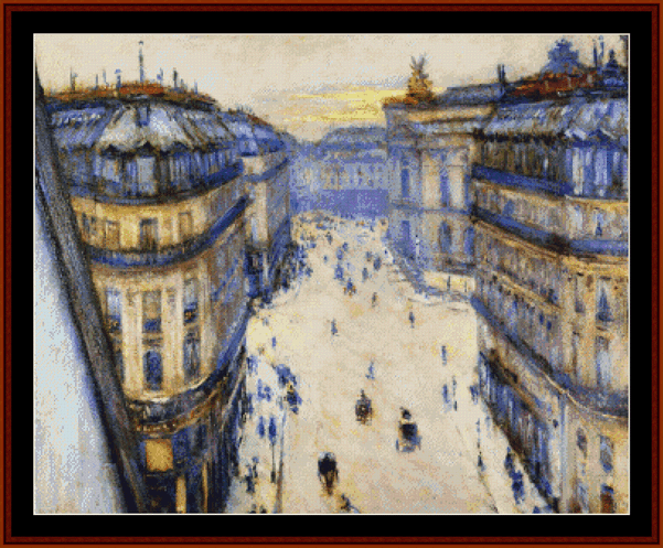 Rue Halevy, from the Sixth floor- Gustave Caillebotte pdf cross stitch pattern
