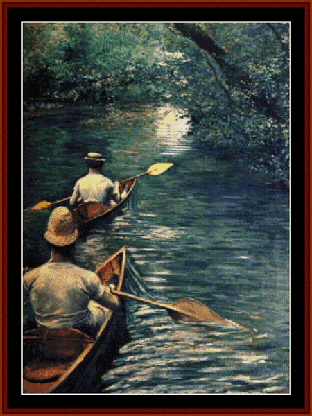 The Canoes, 1878 - Gustave Caillebotte pdf cross stitch pattern