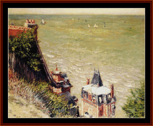 The Pink Villa at Trouville - Gustave Caillebotte pdf cross stitch pattern