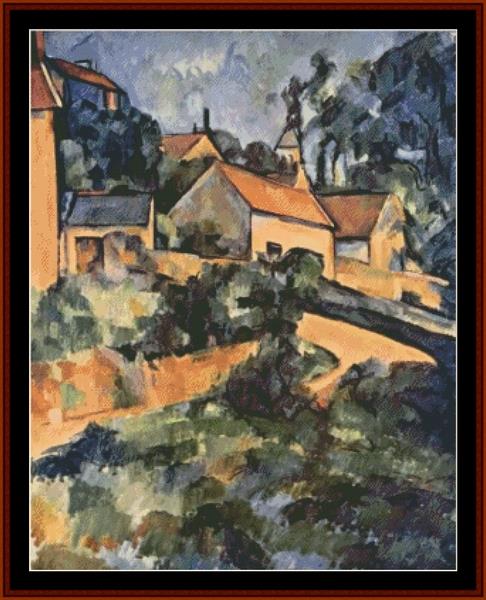 Turning Road at Montgerault - Paul Cezanne pdf cross stitch pattern