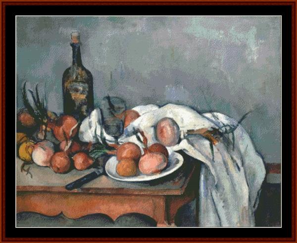 Still Life with Onions - Paul Cezanne pdf cross stitch pattern