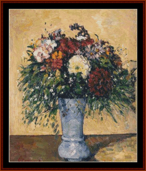 Flowers in a Blue Vase - Paul Cezanne pdf cross stitch pattern