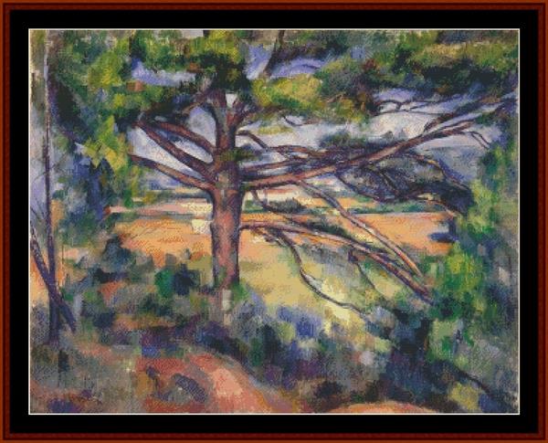 Large Pine and Red Earth - Paul Cezanne pdf cross stitch pattern