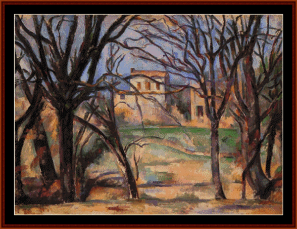 Trees and Houses - Cezanne cross stitch pattern