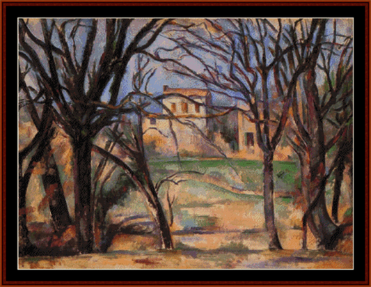 Trees and Houses - Cezanne cross stitch pattern