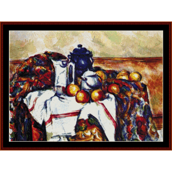 Still LIfe with Blue Pot - Cezanne cross stitch pattern