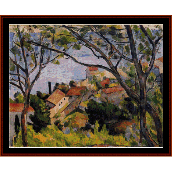 View Through the Trees - Paul Cezanne pdf cross stitch pattern