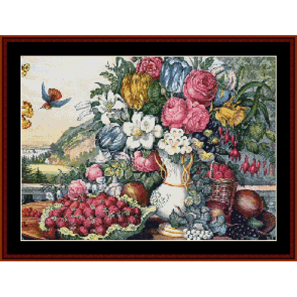 Fruits and Flowers cross stitch pattern