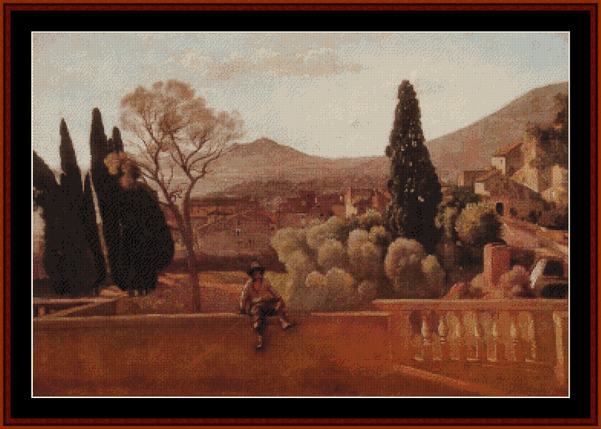 Gardens of the Villa at Tivoli - Correggio cross stitch pattern