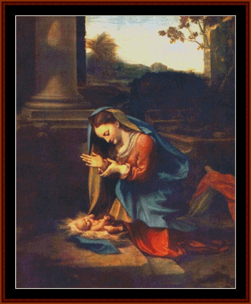 Adoration of the Child - Correggio pdf cross stitch pattern