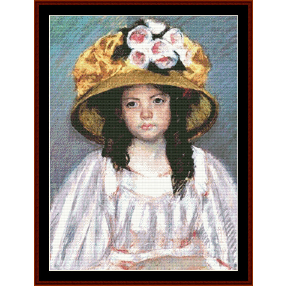Fillette Au Grand Chapeau - Mary Cassatt pdf cross stitch pattern