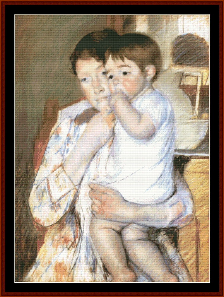 Baby in Mother's Arms - Mary Cassatt pdf cross stitch pattern