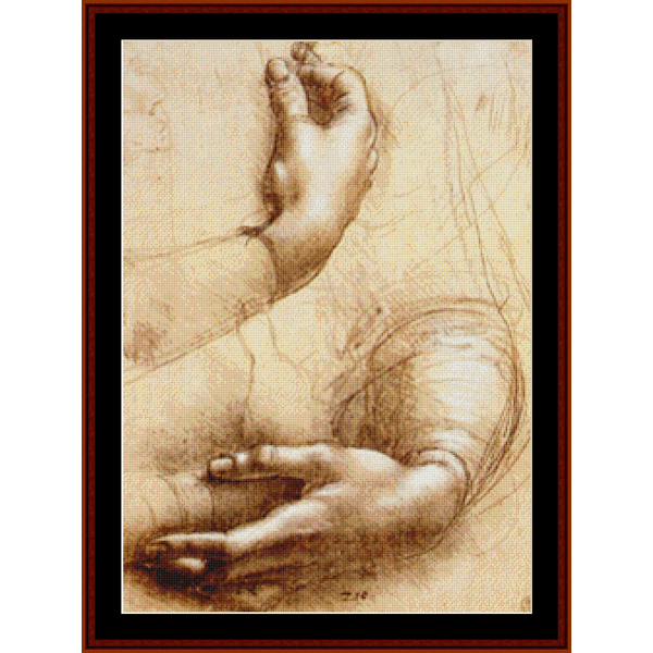 Study of Hands - Leonardo da Vinci pdf cross stitch pattern