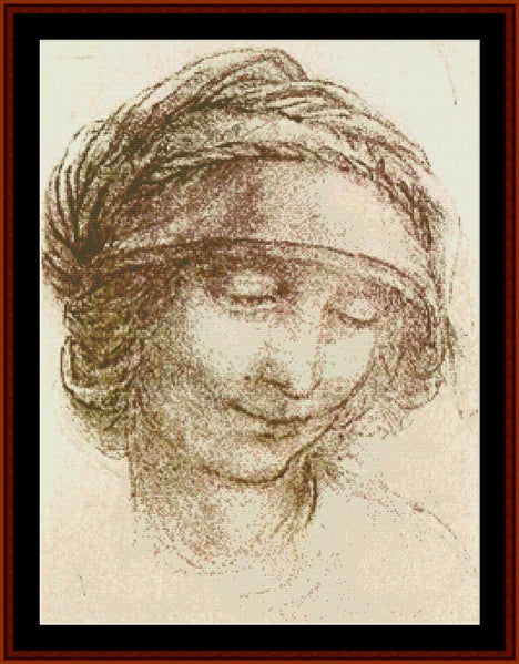 Study of a Woman - Leonardo da Vinci pdf cross stitch pattern