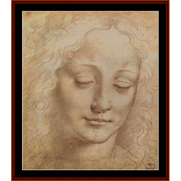 Female Head - Leonardo da Vinci pdf cross stitch pattern