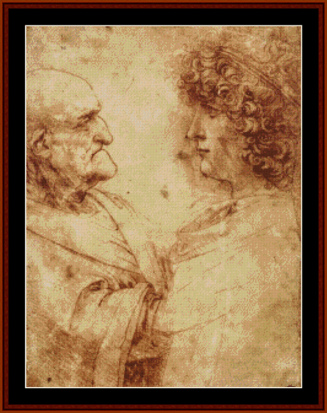 Old Man and a Youth - Leonardo da Vinci pdf cross stitch pattern