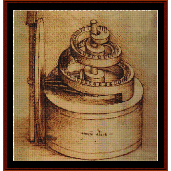 Spring Device - Leonardo DaVinci pdf cross stitch pattern