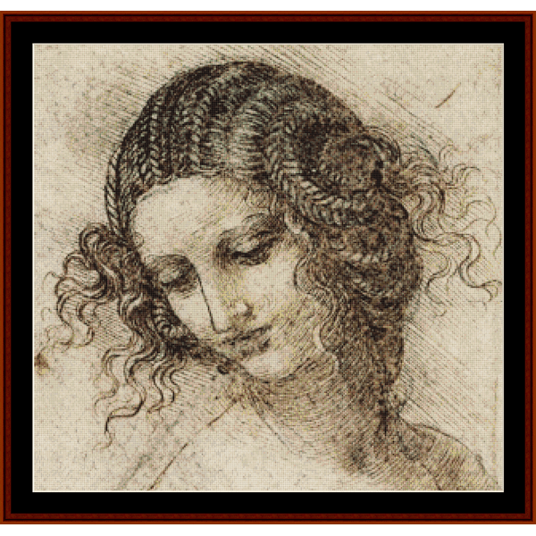 Head of Leda - Leonardo DaVinci pdf cross stitch pattern