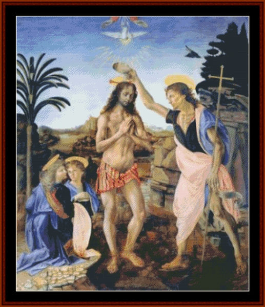 Baptism of Christ - Leonardo DaVinci pdf cross stitch pattern